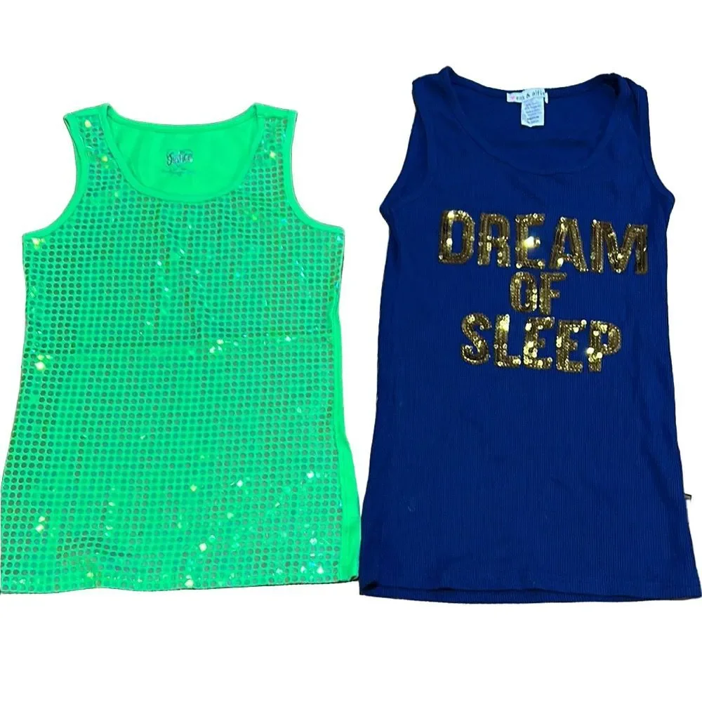5/$20 BUNDLE 🎈 Girls size 14 Sleeveless Tops Set - Green and Navy box 5